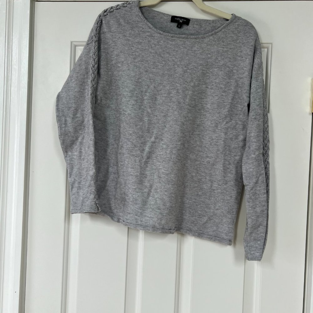 Colour Works Grey Pullover Sweater with braided detailing- LARGE